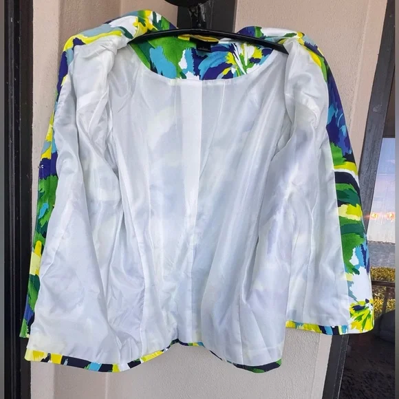 Molly & Maxx Multicolor Abstract Print Blazer 3/4 Sleeve Collar Lined Large - Picture 7 of 16